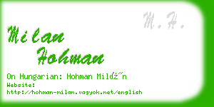 milan hohman business card